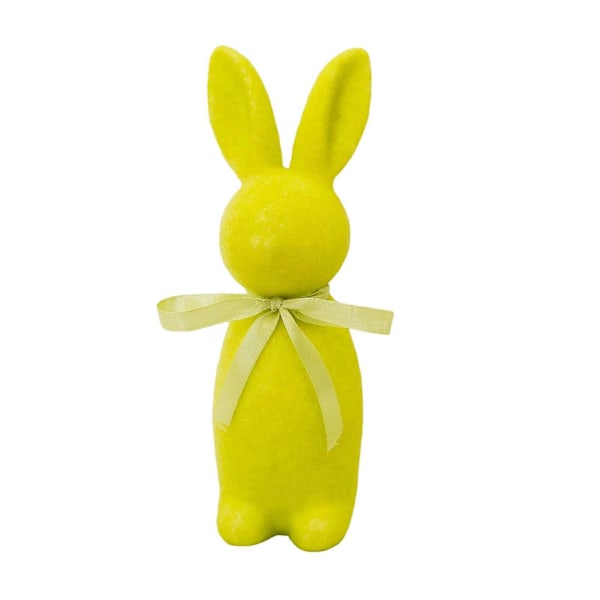 Påskehare Statue Fritstående Skum Kanin Ornament Kunstig Mos Kanin Flocked Kanin Figur Centerpiece til Skrivebord Kamin Spisebord Fluorescent Yellow