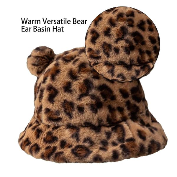 Spand med søde fiskerhat Vinter Hold Varme Sjov Leopard Print leopard print