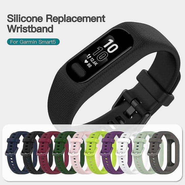 3 stk myke silikonbånd for Garmin Vivosmart 5-stropper, erstatningssportsstropper i fargerik design for Vivosmart 5-armbånd, svart-hvitt-blått