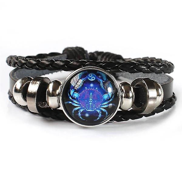 12 stjärntecken konstellation charm lysande armband män kvinnor mode flerskikts väv läder armband bangle födelsedagspresent Libra