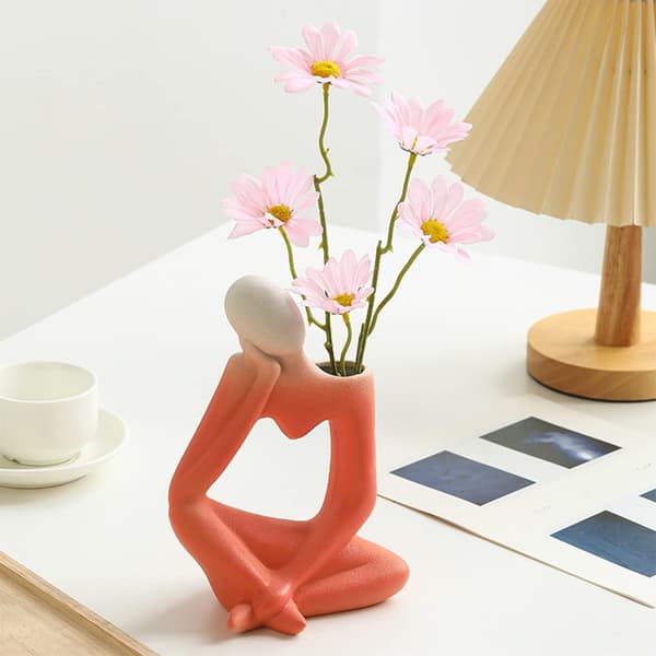Vas Deco Vardagsrum Modern Keramik Vit Skulptur Vas, 19 cm