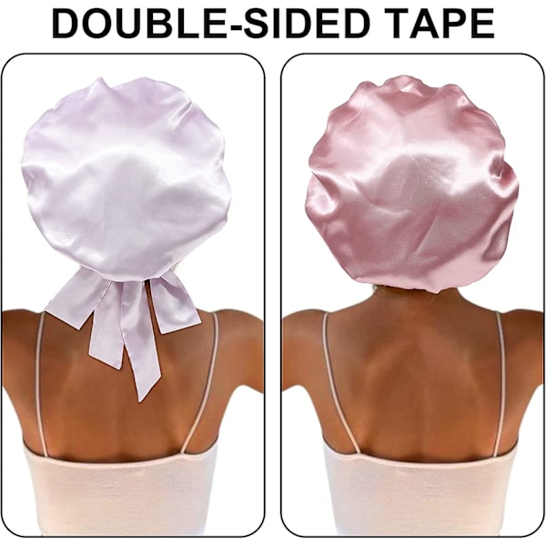 Satin Bonnet Silke Sovehætte Hårhuer Til Sorte Kvinder Elastisk Bånd Hår Bean Paste and Lavender