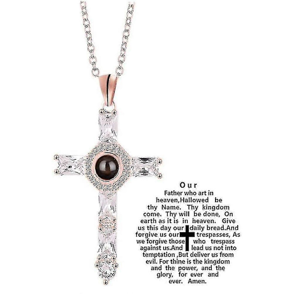 2 stk Kryssprojeksjonshalskjede Choker Krystallkryss Herrens bønn Krysshalskjede For Venner Fars Gave