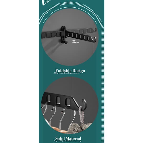 Foldbart tørrestativ Vægmonteret teleskopisk tøjstativ sort 2 stk black 2pcs