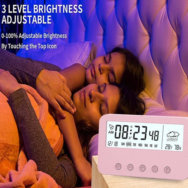 Led Elektronisk Vekkerklokke Enkel Klokke Student Barn Sengesidebord Klokke Hvit pink