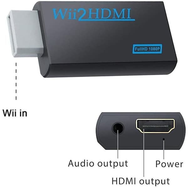 HDMI Adapter Kompatibel med Nintendo Wii – Full HD 1080p Sort Sort