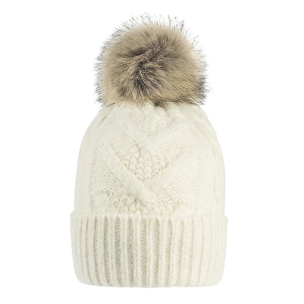 Mössa för kvinnor män vintermössa damer Cuffed Beanies Cap varm mössor röd White