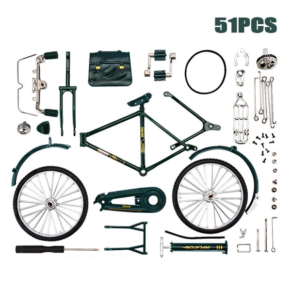 1:10 Mini Cykelmodell Skala Kit Fingercykelmodeller Leksaker Retro Diy DIY green