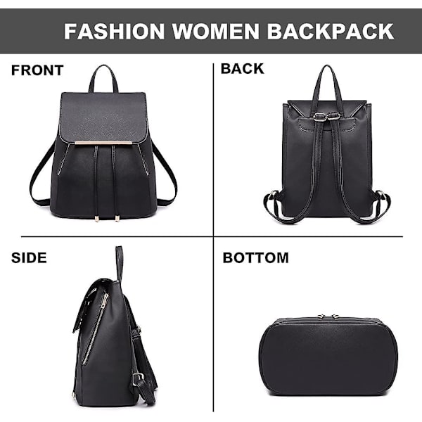 Kvinners Ryggsekker Casual Daypacks Medium Med Snøring Pu Lær Lett big black
