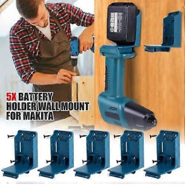 5 kpl 2 in 1 Työkalu- ja akun säilytysteline ripustin Makita 14.4V/18V