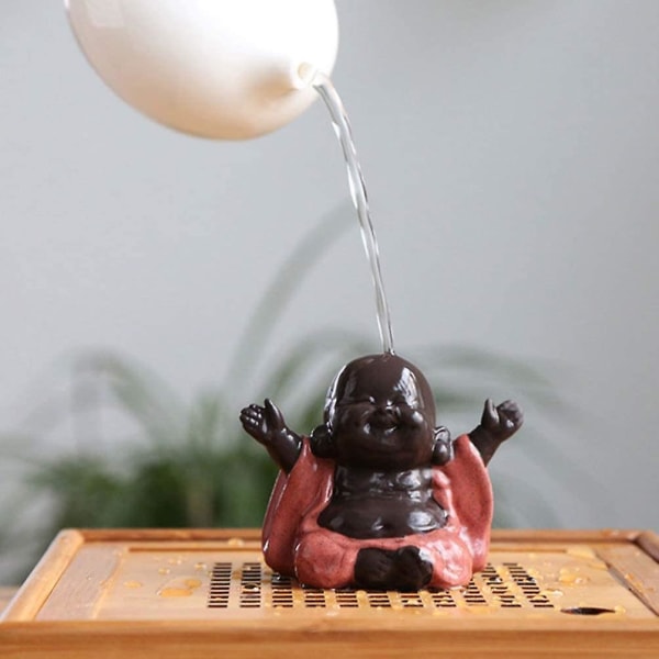 Buddah-statuer og -figurer, leende Buddha-staty, munkfigur, babyhåndværk, dukker, Maitreya Feng Shui-pynt, gave, orange hjemmets pynt