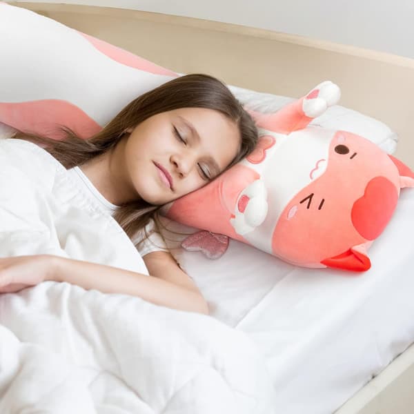 Sød katteformet plys pude (50 cm, pink kat)