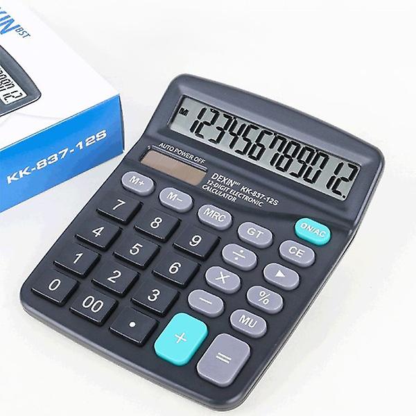 12-sifret elektronisk kalkulator Solenergikalkulator Dual Power Des Blue Hy