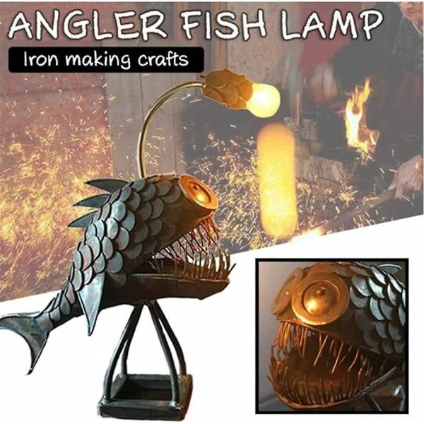 Angler Fish Lamp Art Handgjord Staty Havsdjursornament L L