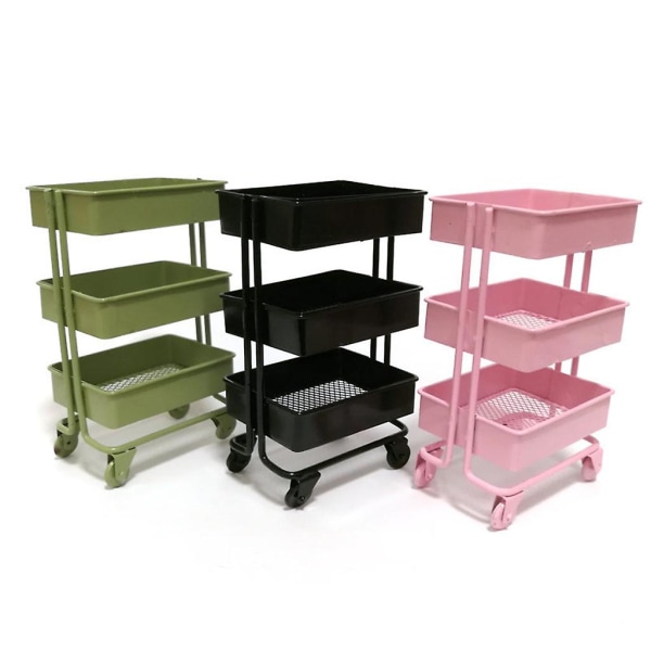 Dukkehus Møbler Tilbehør Rullende Utility Cart Rack Mini Scene Model Pink