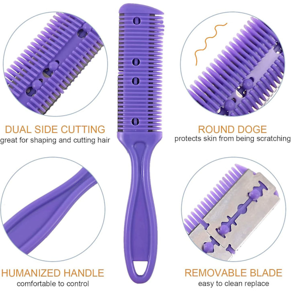 Hårklippende Razor Comb Dobbeltsidet Udtyndingskam Hårklippere Skæreværktøj Professionel Hår Razor Comb Til Salon Tilbehør (3stk, Multifarvet)