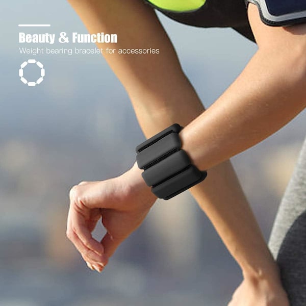 2 stk. Justerbare håndledsvægte ankelvægte sæt til træning gåtur jogging yoga aerobic pilates vægtbærende armbånd fitness armbånd black