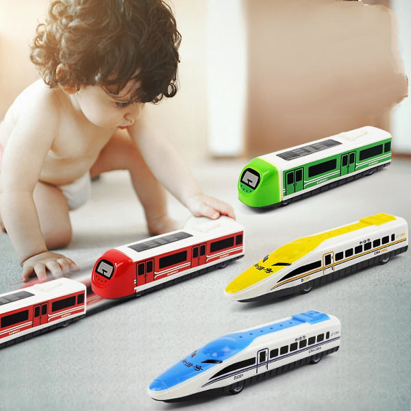 Bullet Train Pull Back Toy Hög Hastighet Stadståg Moderna Lokomotiv För Barn Toddle Pojkar 4st