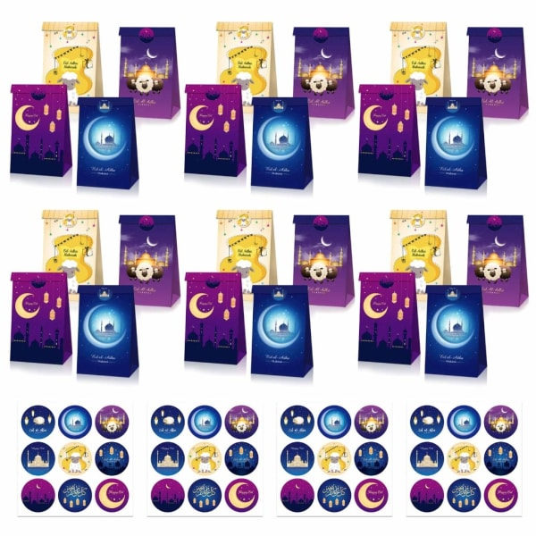 Ramadan presentpåsar och inslagningsetiketter Eid Mubarak godispåse Ramadan fest godisbox Eid Mubarak presentinslagningsetikett 2