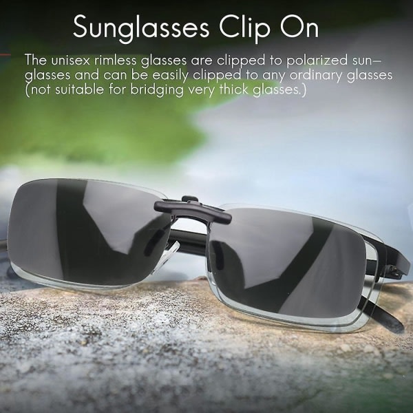 Unisex klare mørkegrønne polariserede solbriller med klips på briller