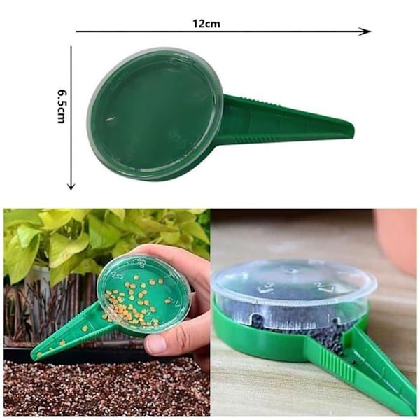 4 stk. haveredskaber, planteskole, plastik, haveredskab, frødispenser, transplanter, såmaskine, perforator, frøplante