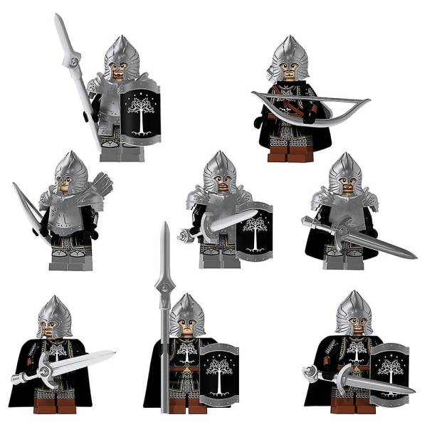 8 stk middelalderlige figurer antikke romerske minifigur ridder soldat actionfigur byggeklods legetøj børn legetøj gave samling