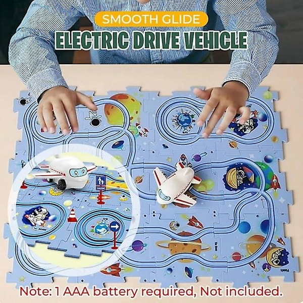 DIY Montering Elektrisk Vagn, Barns Pedagogiska Pusselspår Bil Lekset, Pusselspår Lek med Fordon, Rälsbil Byggleksaker DIY Utbildning 25PCS Dinosaur