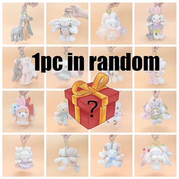 Mystery Plush -lahja, sokea onnenlahja 4 tuumanen kanipehmolelu avaimenperä pehmolelut lapsille yllätys pehmolelu pehmeä eläinpehmolelu gray rabbit