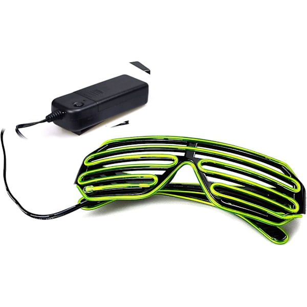 Neon Rave Briller, Neon Briller Neon Rave Briller Lys Opp Blinkende Led Solbriller Lukker El Briller Kostymer Til Fest - Fluorescerende Grønn -