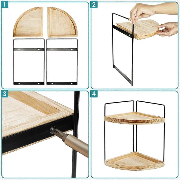 2-lags badeværelseshjørnehylde - Opbevaringsstativ til toiletbord/kommode til kosmetik, makeup, krydderier og mere