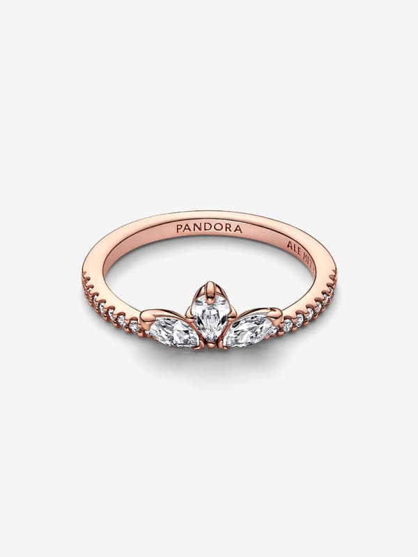 Pandora - Sparkling Herbarium Cluster Ring - 14k roséguldplätering Circumference: 56mm