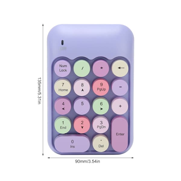 Trådløst Retro Numerisk Tastatur Mini 18 Taster til Bærbar Computer Lilla