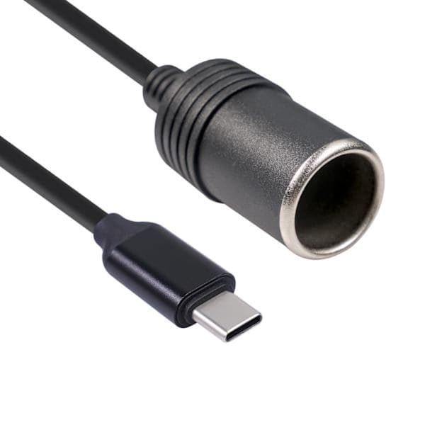 1 stk. USB-C 5V til 12V cigarettænderstik USB han til hun lighter adapter konverter bil elektronik AC