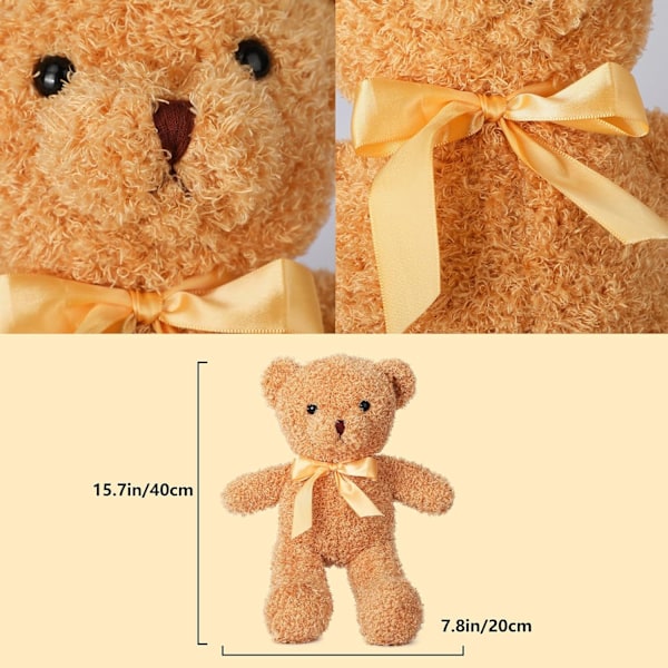 Gosedjur i form av björn, 40 cm söt nallebjörn plyschdocka, mjuk fluffig kramkudde dekor, lugnande mysdocka - för sensoriska behov och avkoppling