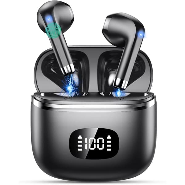Hovedtelefoner - Bluetooth 5.3 hovedtelefoner med 4 ENC støjreducerende mikrofoner - Dyb bas stereo sort
