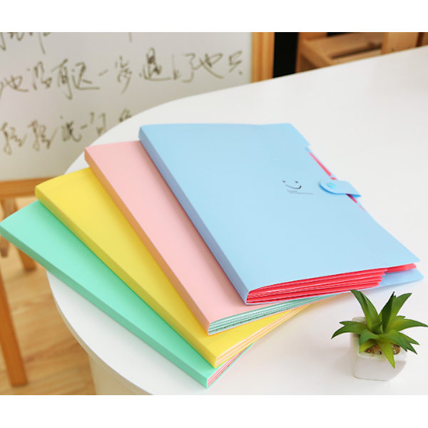 Expanderbar mapp, A4-brevpappersfickor Dragspelsdokumentväska Organizer Plånböcker Filer Mappar med spänneslås för skola kontor, 5 fickor 4pcs