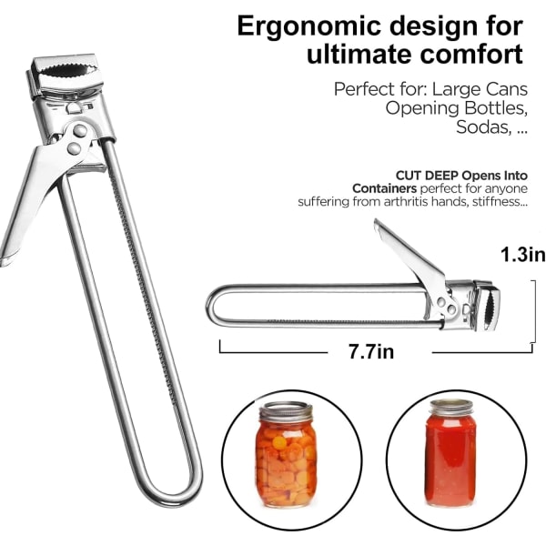 Dåseåbner, justerbar manuel flaskeåbner rustfrit stål dåseåbner, madlavning låg fjernelse greb værktøj til dåse drikkevarer