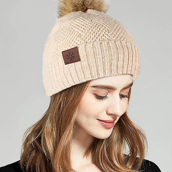Hue til kvinder og mænd - Vinterhue til kvinder - Cuffed Beanies - Varm hue - Grå Camel