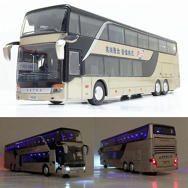 Busmodel 1:32 Høj simulering Twin Sightseeing Blinkende legetøjsbil