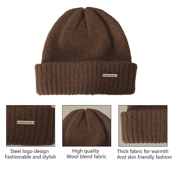 Mössor Dam Slouchy Mössor För Kvinnor Vinter Lätt Flicka Ull Stickad Mössa Manschett Mjuk Varm Slouch Mössa Mössa style 5
