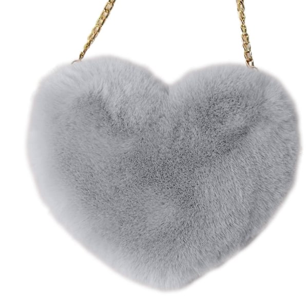 Mobiltelefon pung plysj hjerteformet crossbody veske med kjede style2