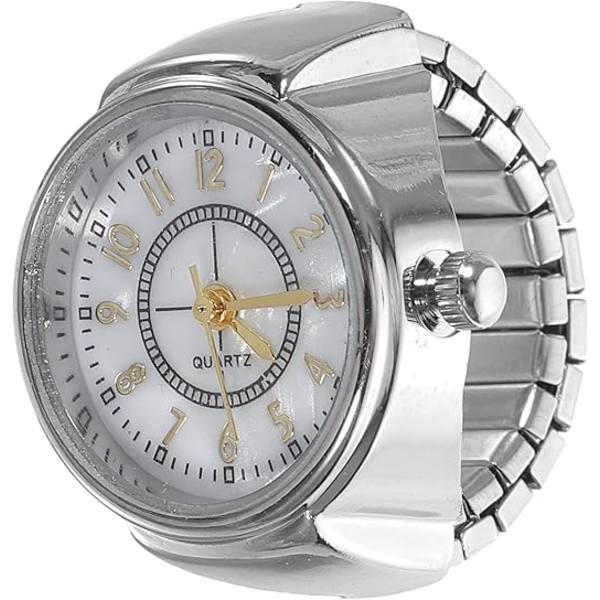 Ring Watch Kreativ Elastisk Rund Kvarts Finger Ring Klokker for Ladeis Jenter Kvinner Menn