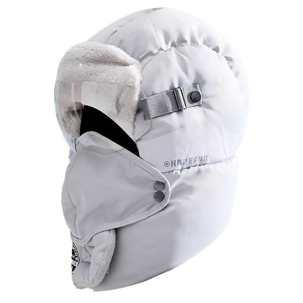 Vinter Vinter Utomhus Ridning Varm Och Kall Bevis Bomull Mössa Vinter Vindtät Mössa Öronskydd Light grey