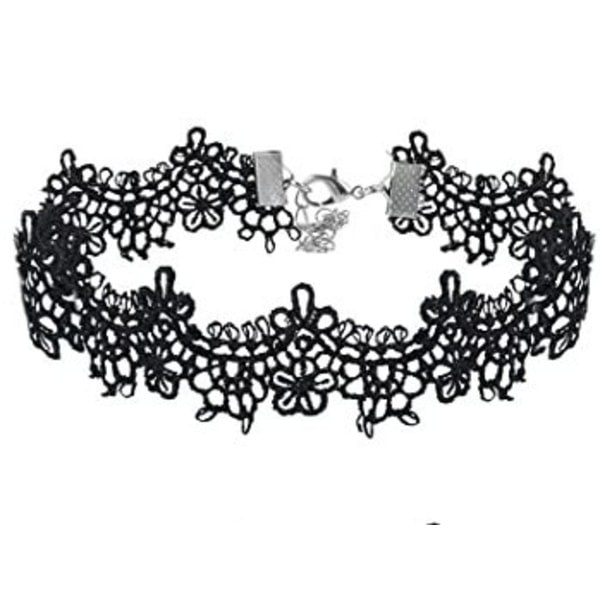 Svart blonder 6 stk svart rustfritt stål choker halskjede for kvinner