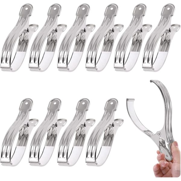 10 kappaletta 16cm/6,3'' ruostumattomasta teräksestä valmistettuja puutarhaklipsien yhdistelmäsetti, raskaat ja vahvat klipsit kasvipeitteiden varjostuskankaille kasvihuoneen kehykseen