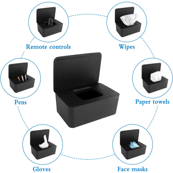 2 st våtservettsaskar, våtservetter för baby våtservettsdispenserhållare plast våtservettsdispenserpåse fodral förvaringslåda fodral (svart)