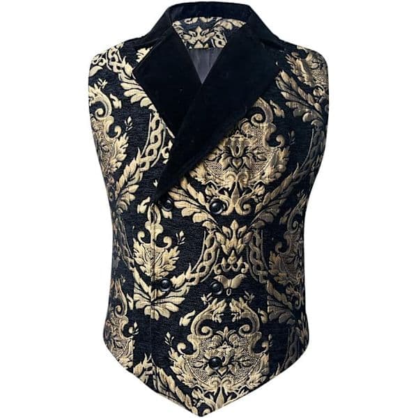 Herre Viktoriansk Dobbeltradet Vest Sort M Black M