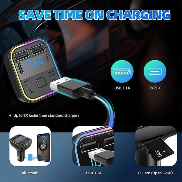 Handsfree Bluetooth Fm Transmitter Bil Kit Radio Mp3 Afspiller/usb Oplader