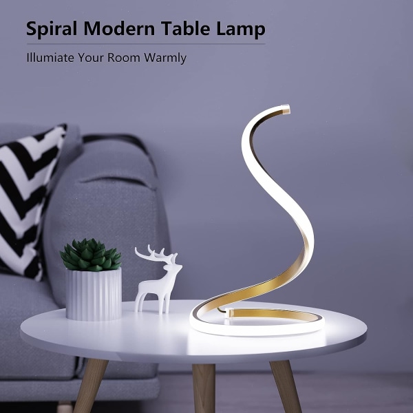 Spiral LED-bordslampa, modern 3 färger dimbar skrivbordslampa med minimalistisk ljusdesign och pekkontroll, kreativ stilfull smart lampa för sovrummet