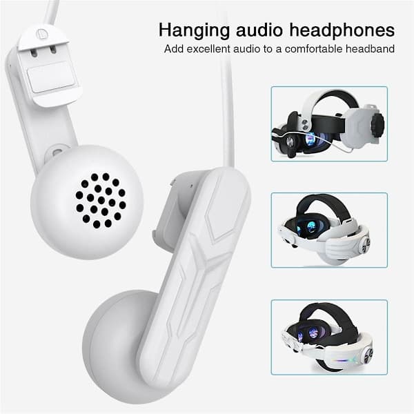 Velegnet til Meta Quest3 Tilbehør Headset Quest2 Headset Høj Kvalitet Højttalere VR Tilbehør (YJD) Hvid